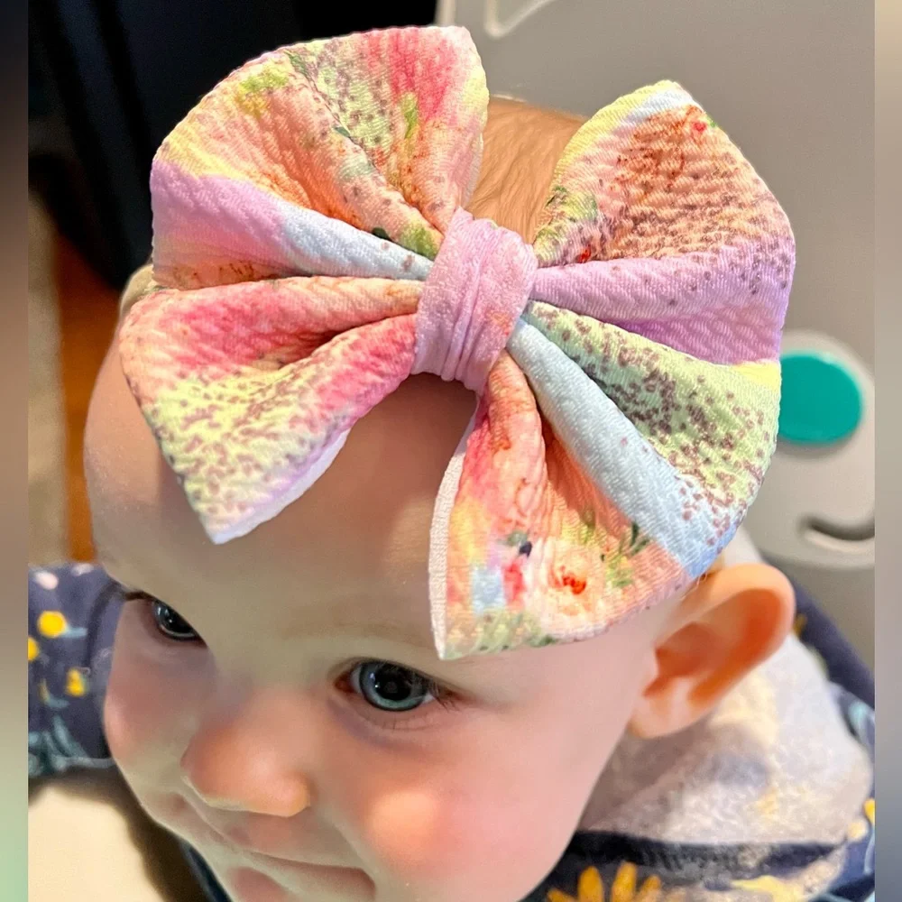 Vibrant Colors Baby/Girl Bow on Nylon Band - Picture 2 of 3